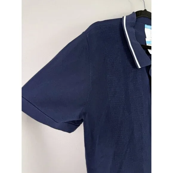 J McLaughlin Dugan Sweater Polo Navy Cotton Knit Short Sleeve MensCasual M